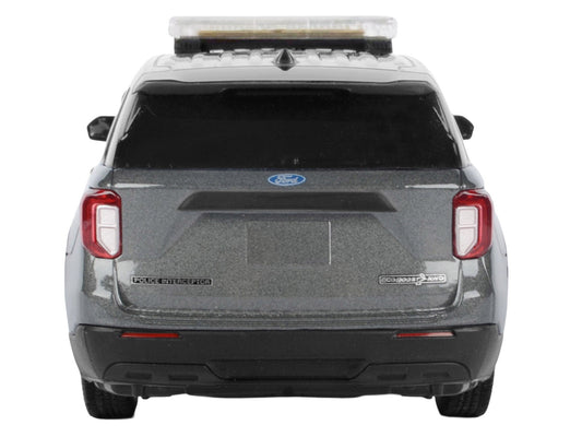 2022 Ford Police Interceptor Utility Dark Gray Metallic "Builder's Kit" with Flashing Light Bar and Front and Rear Lights and Sounds 1/24 Diecast Model Car by Motormax by Motormax
