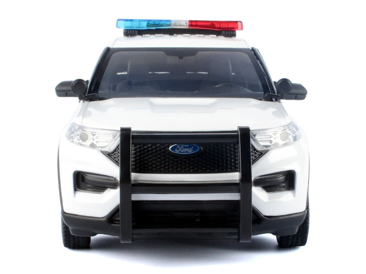 2022 Ford Police Interceptor Utility Plain White "Builder's Kit" with Flashing Light Bar and Front and Rear Lights and Sounds 1/24 Diecast Model Car by Motormax by Motormax