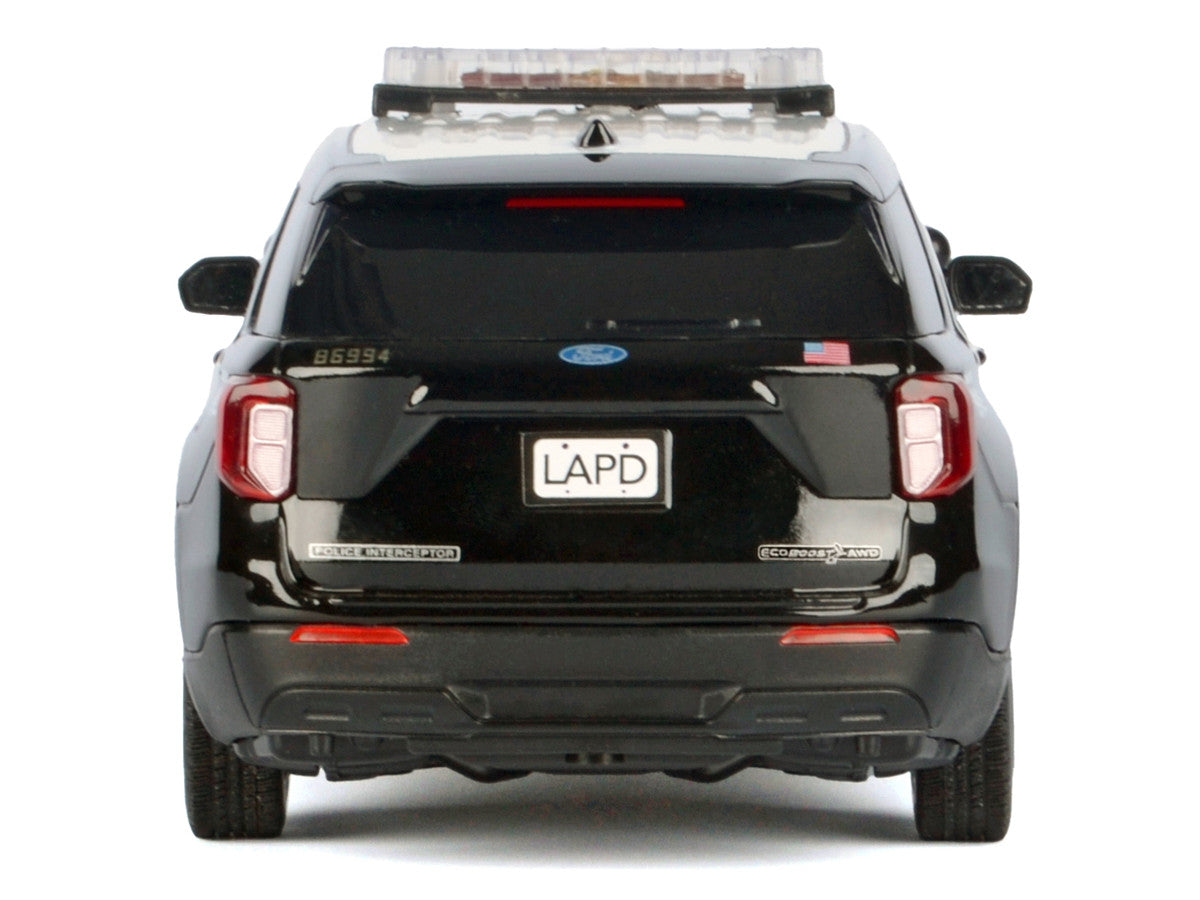2022 Ford Police Interceptor Utility Black and White "Los Angeles Police Department (LAPD)" with Flashing Light Bar and Front and Rear Lights and Sounds 1/24 Diecast Model Car by Motormax by Motormax