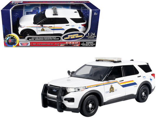 2022 Ford Police Interceptor Utility White "Royal Canadian Mounted Police (RCMP)" with Flashing Light Bar and Front and Rear Lights and Sounds 1/24 Diecast Model Car by Motormax by Motormax