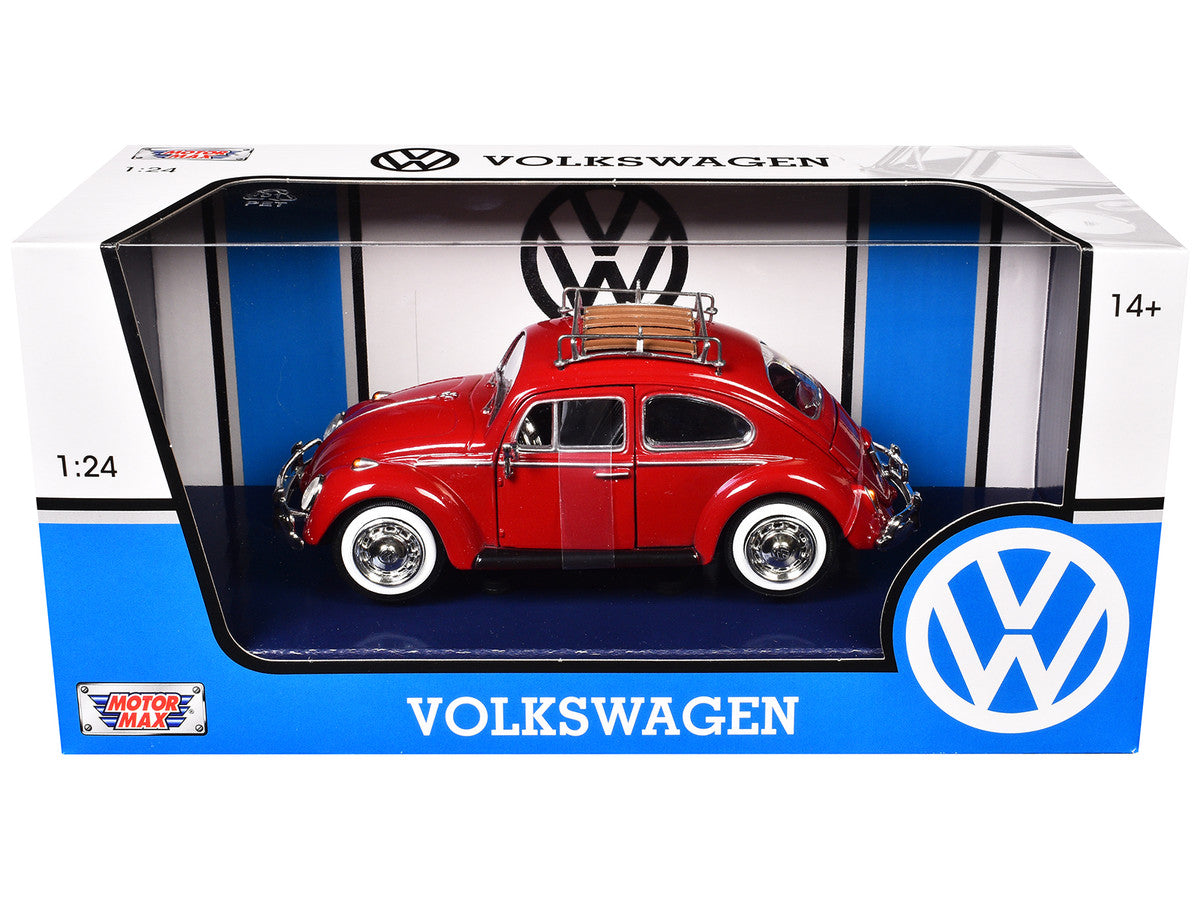 1966 Volkswagen Classic Beetle Red 1/24 Diecast Car Model by Motormax by Motormax