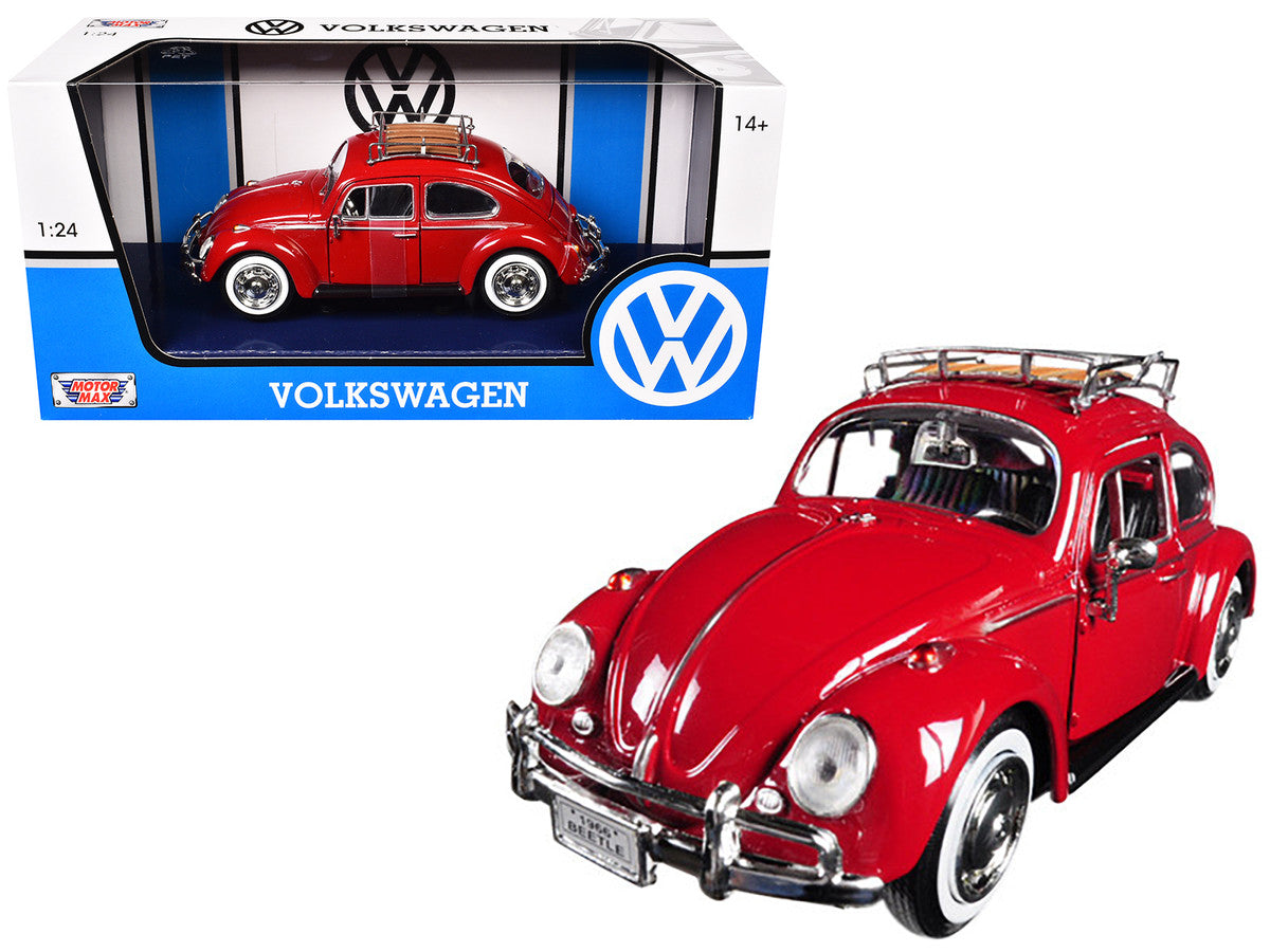 1966 Volkswagen Classic Beetle Red 1/24 Diecast Car Model by Motormax by Motormax