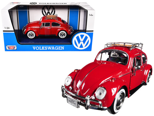 1966 Volkswagen Classic Beetle Red 1/24 Diecast Car Model by Motormax by Motormax