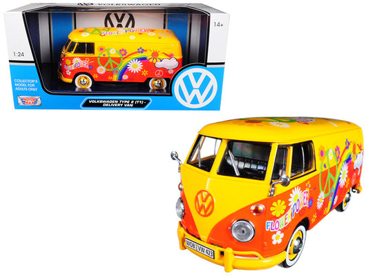 Volkswagen Type 2 (T1) Delivery Van Flower Power 1/24 Diecast Car Model by Motormax by Motormax