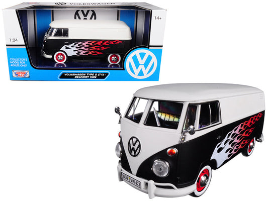 Volkswagen Type 2 (T1) Delivery Van with Flames 1/24 Diecast Car Model by Motormax by Motormax