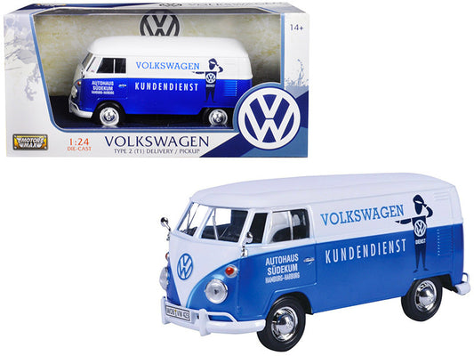 Volkswagen Type 2 (T1) Delivery Van Autohaus Sudekum "Kundendienst" Candy Blue and White 1/24 Diecast Model Car by Motormax by Motormax