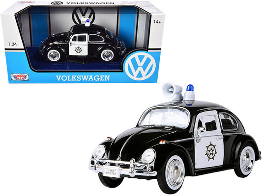 1966 Volkswagen Beetle Police Car Black and White 1/24 Diecast Model Car by Motormax by Motormax