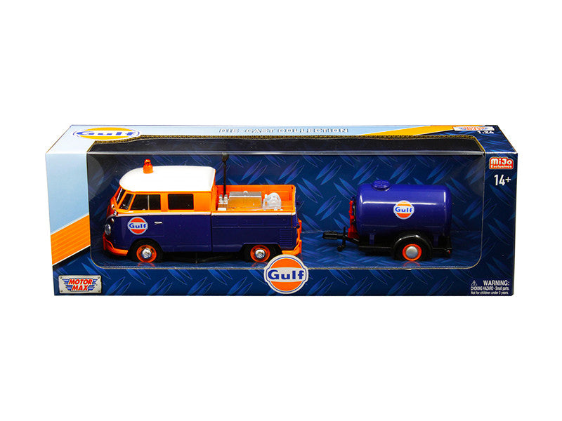 Volkswagen Service Pickup Truck with Plastic Oil Tank "Gulf Oil" 1/24 Diecast Model Car by Motormax by Motormax