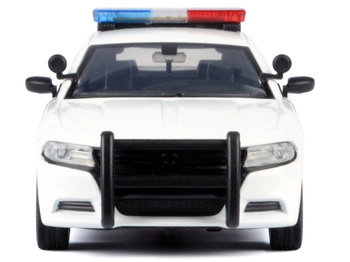 2023 Dodge Charger Pursuit Police Car Unmarked White with Flashing Light Bar Front and Rear Lights and 2 Sounds "Builder's Kit" 1/24 Diecast Model Car by Motormax by Motormax