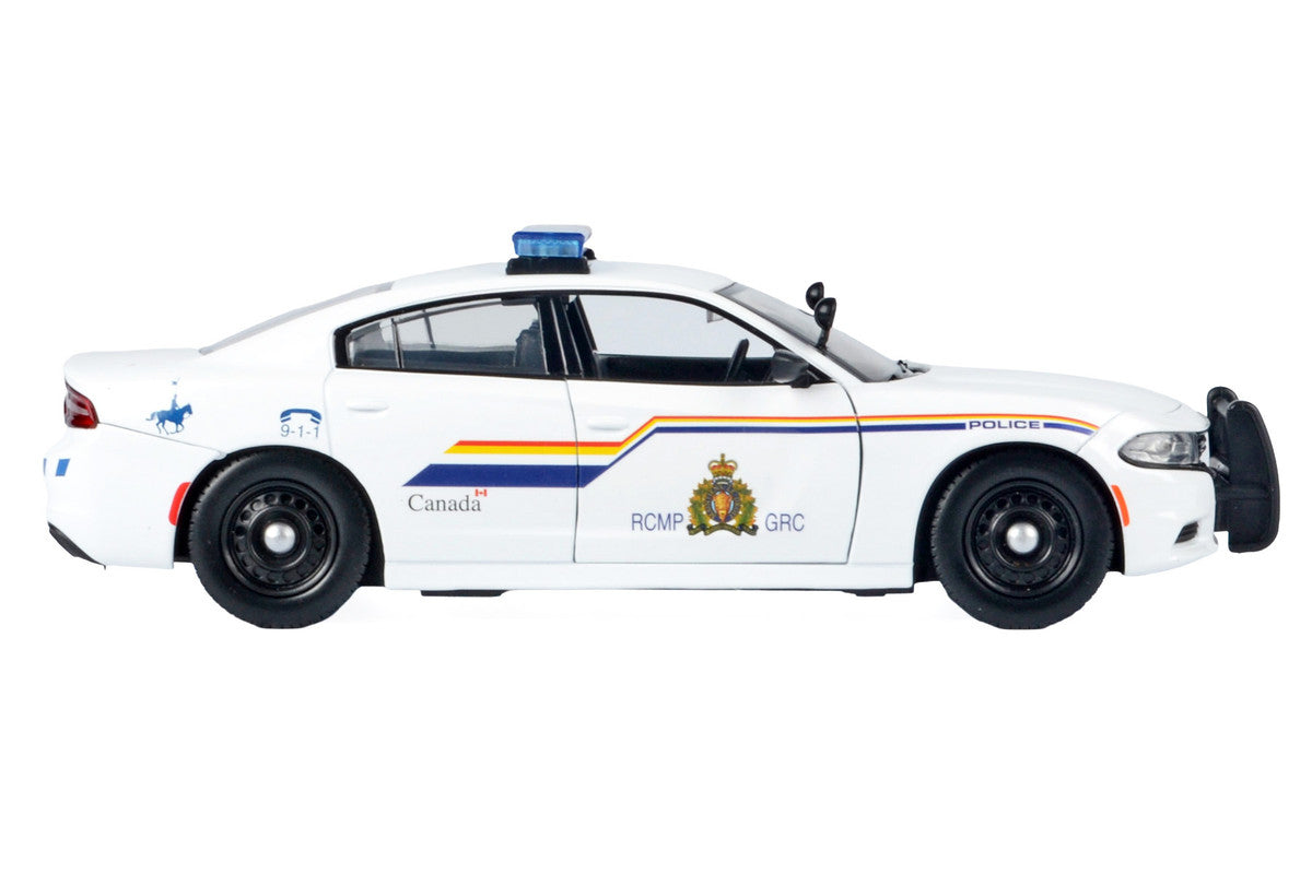 2023 Dodge Charger Pursuit Police Car "Royal Canadian Mounted Police (RCMP)" White with Flashing Light Bar and Front and Rear Lights and Sound 1/24 Diecast Model Car by Motormax by Motormax