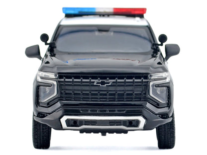 2025 Chevrolet Tahoe PPV "LAPD (Los Angeles Police Department)" Black and White with Flashing Light Bar and Front and Rear Lights and Sounds 1/24 Diecast Model Car by Motormax by Motormax