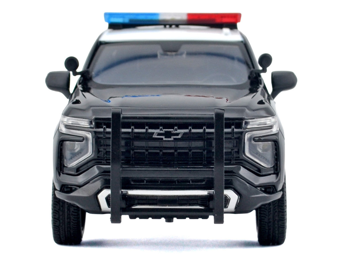 2025 Chevrolet Tahoe PPV "CHP (California Highway Patrol)" Black and White with Flashing Light Bar and Front and Rear Lights and Sounds 1/24 Diecast Model Car by Motormax by Motormax