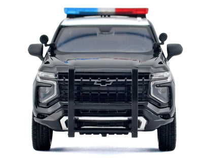 2025 Chevrolet Tahoe PPV "CHP (California Highway Patrol)" Black and White with Flashing Light Bar and Front and Rear Lights and Sounds 1/24 Diecast Model Car by Motormax by Motormax