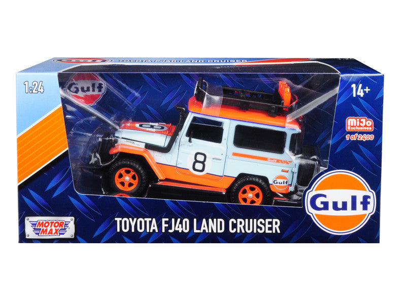 Toyota FJ40 Land Cruiser #8 "Gulf Oil" White Limited Edition to 2400 pieces Worldwide 1/24 Diecast Model Car by Motormax by Motormax