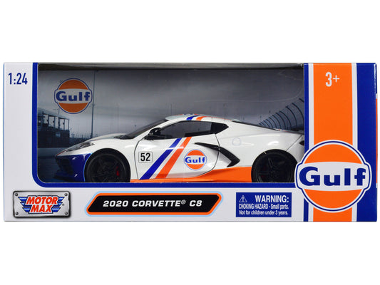 2020 Chevrolet Corvette C8 #52 White and Light Blue with Stripes "Gulf Oil" "Gulf Die-Cast Collection" 1/24 Diecast Model Car by Motormax by Motormax