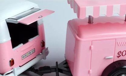 Volkswagen T1 Delivery Van with Ice-Cream Trailer Pink and White "Ice-Cream Shop" 1/24 Diecast Model Car by Motormax by Motormax