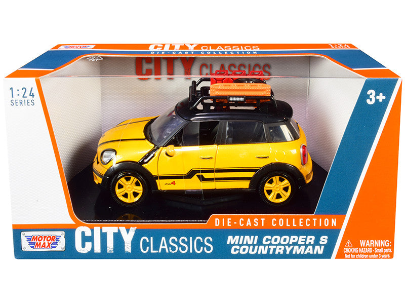 Mini Cooper S Countryman with Roof Rack and Accessories Yellow Metallic and Black "City Classics" Series 1/24 Diecast Model Car by Motormax by Motormax