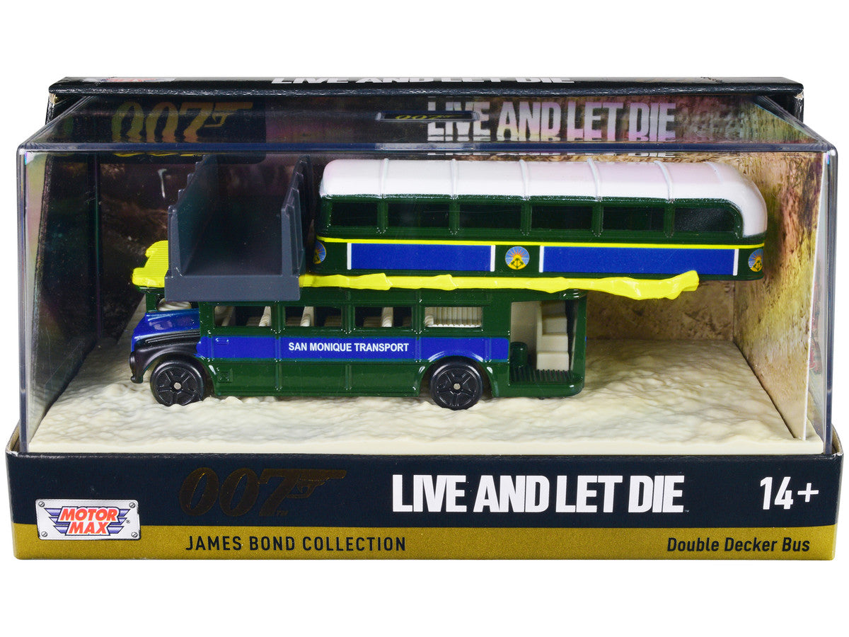 Double Decker Bus "San Monique Transport" "Hitting Bridge Scene" James Bond 007 "Live and Let Die" (1973) Movie with Display "James Bond Collection" Series Diecast Model by Motormax by Motormax