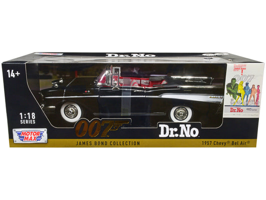 1957 Chevrolet Bel Air Convertible Black James Bond 007 "Dr. No" (1962) Movie 1/18 Diecast Model Car by Motormax by Motormax