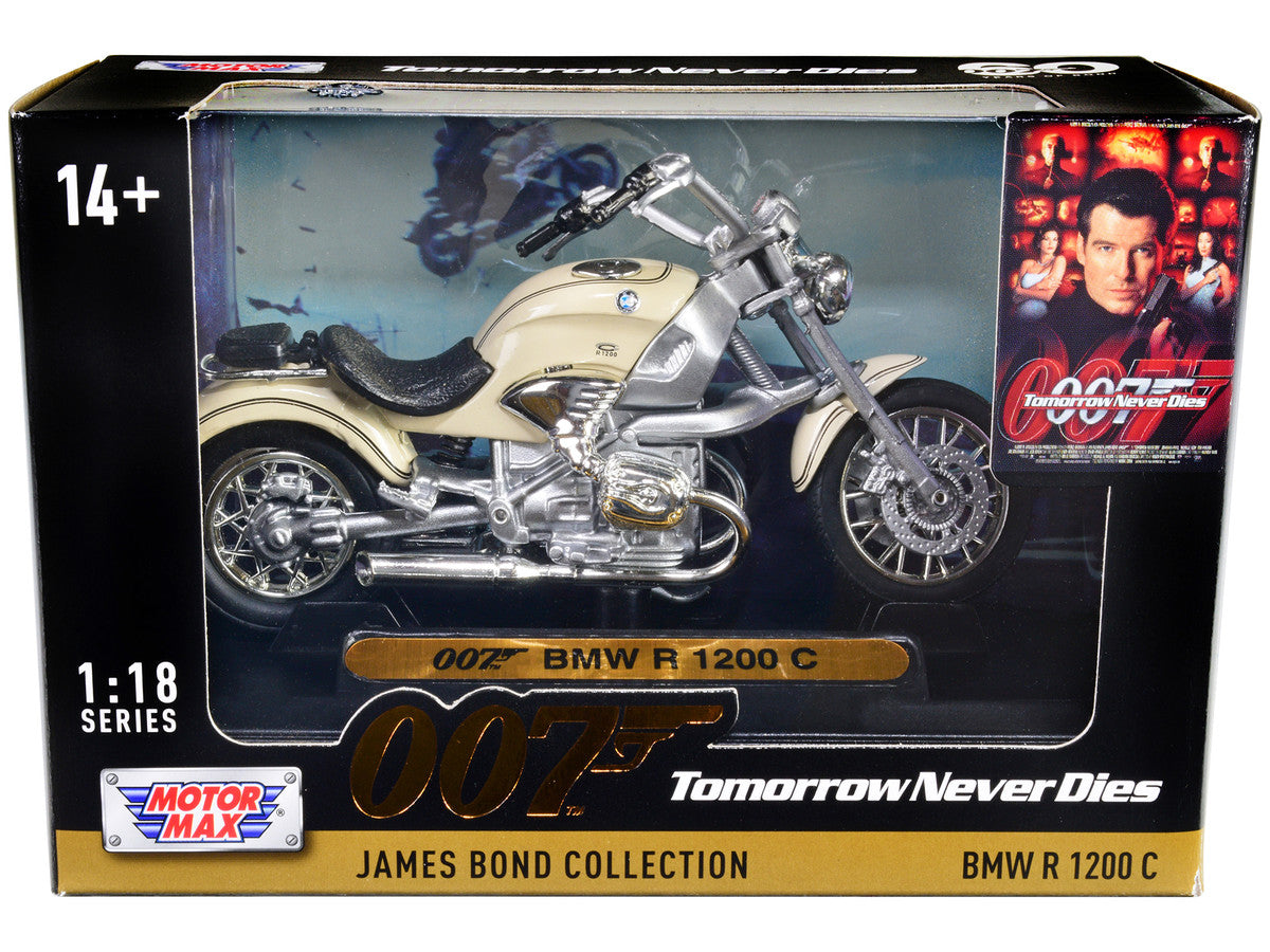 BMW R 1200 C Motorcycle Cream James Bond 007 "Tomorrow Never Dies" (1997) Movie "James Bond Collection" Series 1/18 Diecast Model Car by Motormax by Motormax