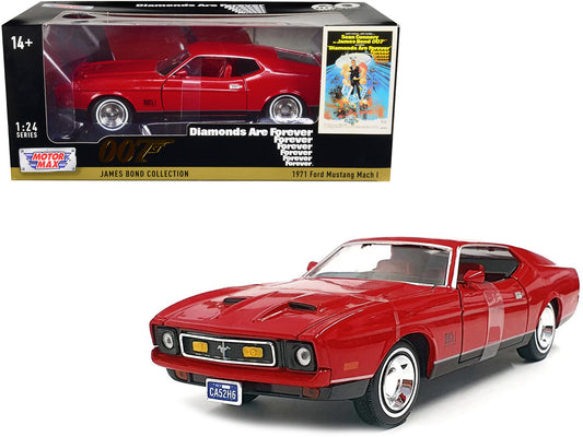 1971 Ford Mustang Mach 1 Red James Bond 007 "Diamonds are Forever" (1971) Movie "James Bond Collection" Series 1/24 Diecast Model Car by Motormax by Motormax