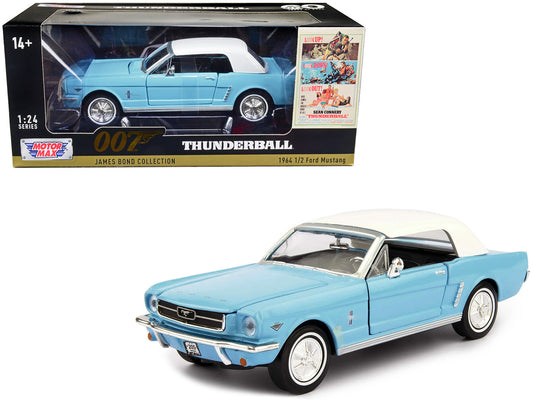 1964 1/2 Ford Mustang Light Blue with White Top James Bond 007 "Thunderball" (1965) Movie "James Bond Collection" Series 1/24 Diecast Model Car by Motormax by Motormax