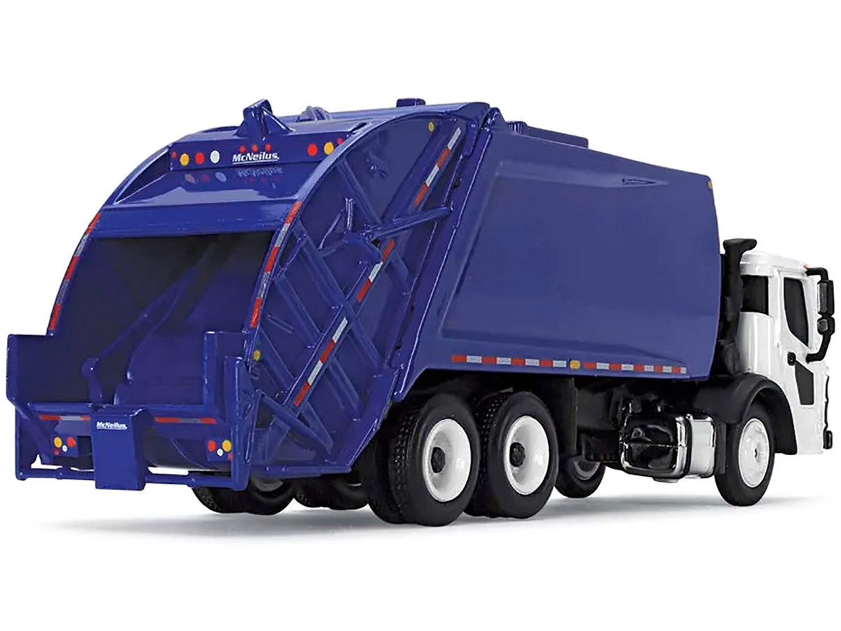 Mack LR with McNeilus Rear Load Refuse Body Blue and White 1/87 (HO) Diecast Model by First Gear by First Gear