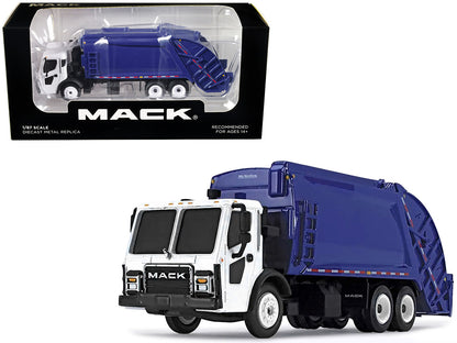 Mack LR with McNeilus Rear Load Refuse Body Blue and White 1/87 (HO) Diecast Model by First Gear by First Gear