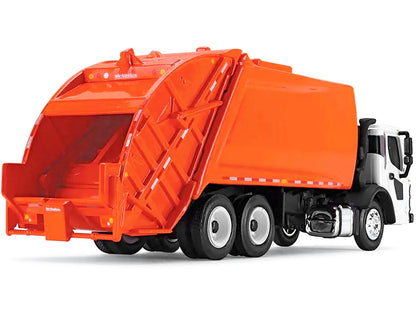 Mack LR with McNeilus Rear Load Refuse Body Orange and White 1/87 (HO) Diecast Model by First Gear by First Gear