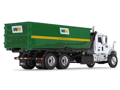 Mack Granite MP Refuse Garbage Truck with Tub-Style Roll-Off Container "Waste Management" White and Green 1/87 (HO) Diecast Model by First Gear by First Gear
