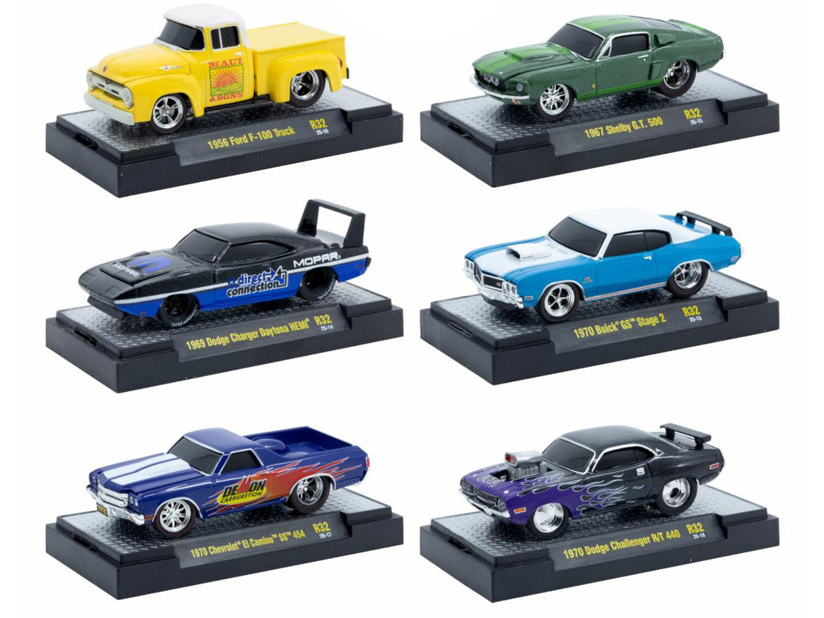 "Ground Pounders" 6 Cars Set Release 32 IN DISPLAY CASES Limited Edition 1/64 Diecast Model Cars by M2 Machines by M2