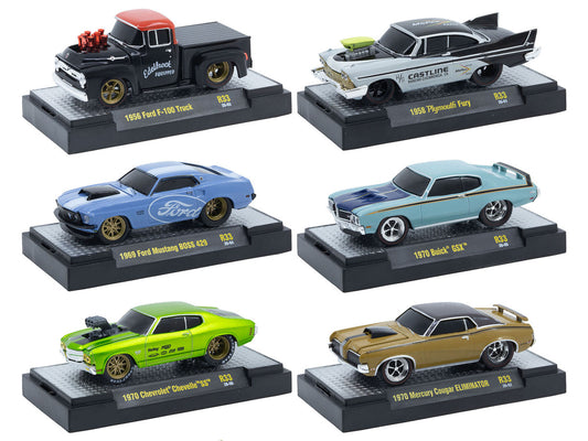 "Ground Pounders" 6 Cars Set Release 33 IN DISPLAY CASES Limited Edition 1/64 Diecast Model Cars by M2 Machines by M2