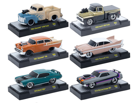 "Ground Pounders" 6 Cars Set Release #34 IN DISPLAY CASES Limited Edition 1/64 Diecast Model Cars by M2 Machines-0