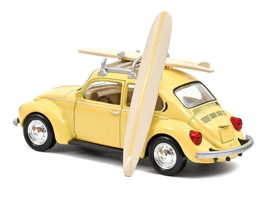 1973 Volkswagen Beetle 1303 Pastel Yellow with Roof Rack and 2 Surfboards 1/43 Diecast Model Car by Norev by Norev