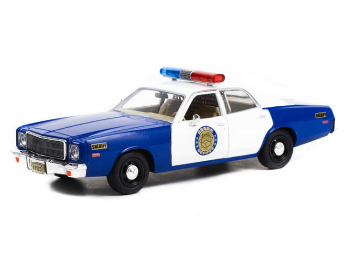 1975 Plymouth Fury "Osage County Sheriff" Blue and White 1/24 Diecast Model Car by Greenlight by Greenlight