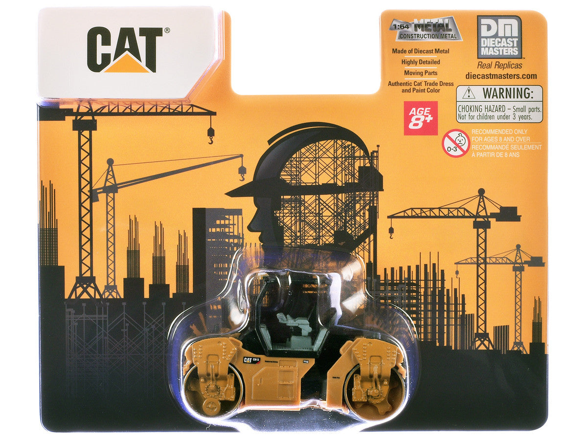 CAT Caterpillar CB13 Roller with ROPS Yellow 1/64 Diecast Model by Diecast Masters-0