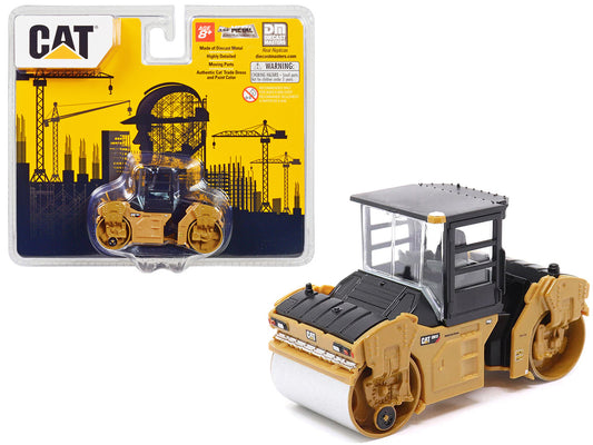 CAT Caterpillar CB-13 Tandem Vibratory Roller with Cab Yellow and Black 1/64 Diecast Model by Diecast Masters by Diecast Masters