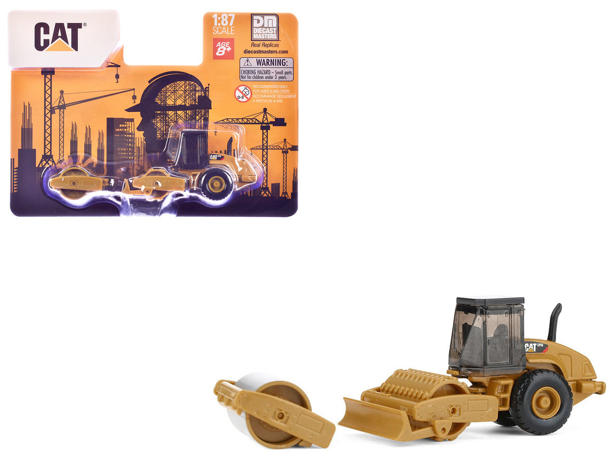 CAT Caterpillar CS56 Roller with Interchangeable Front Attachment Yellow 1/87 (HO) Diecast Model by Diecast Masters by Diecast Masters