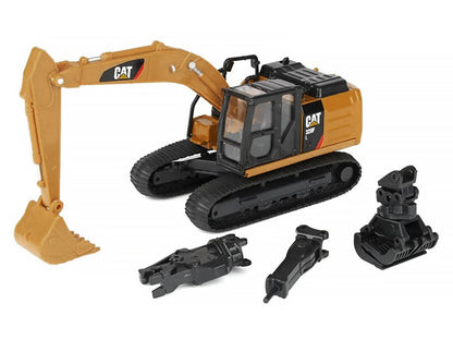 CAT Caterpillar 320F L Excavator with Interchangeable Attachment Yellow 1/64 Diecast Model by Diecast Master-1