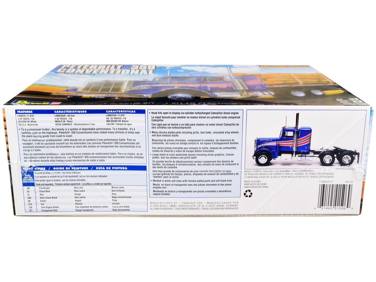 Level 4 Model Kit Peterbilt 359 Conventional Truck Tractor (without Trailer) "Historic Series" 1/25 Scale Model by Revell by Revell
