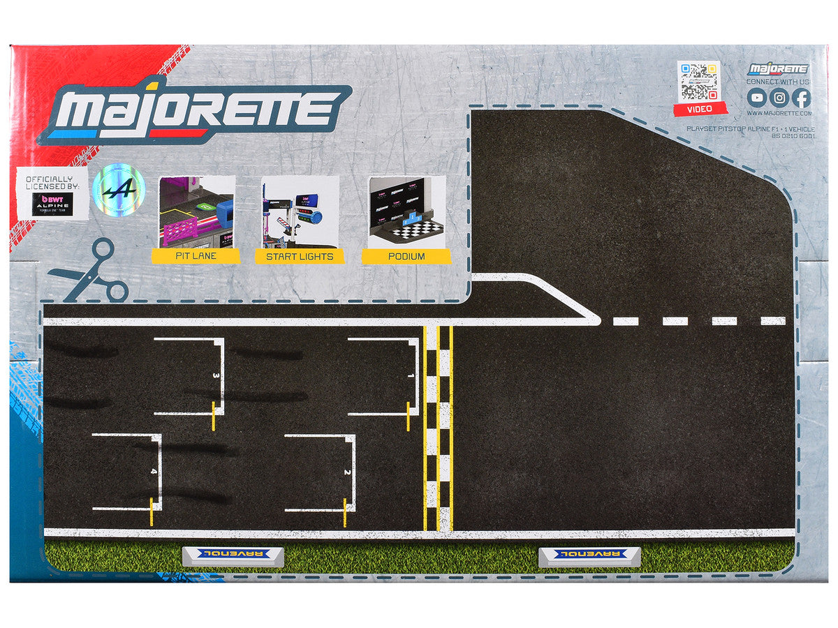 "BWT Alpine Formula One Team" (2025) Pit Stop Playset with Alpine A525 R19 1/64 Diecast Model Car by Majorette-3