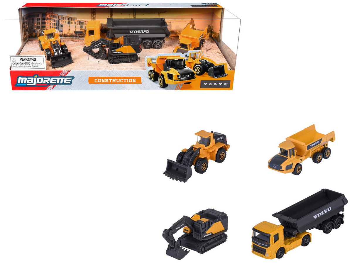 "Volvo Construction" (2026) 4 Piece Set 1/64 Diecast Model Cars by Majorette-0