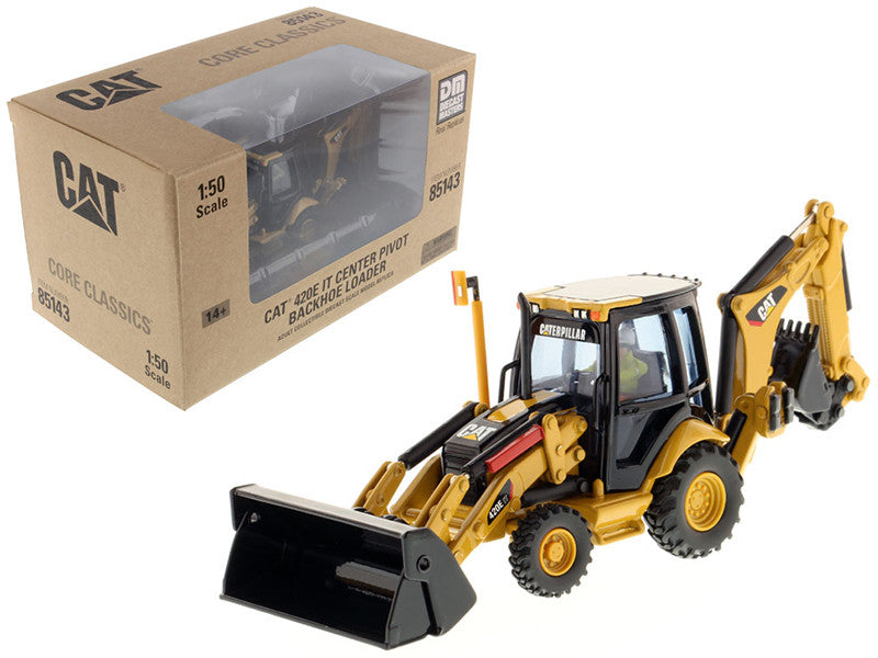CAT Caterpillar 420E Center Pivot Backhoe Loader with Working Tools with Operator "Core Classics Series" 1/50 Diecast Model by Diecast Masters by Diecast Masters