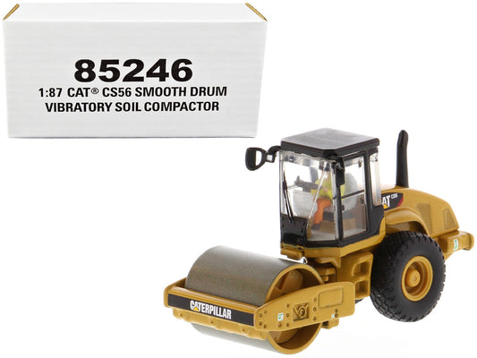 CAT Caterpillar CS56 Smooth Drum Vibratory Soil Compactor with Operator "High Line" Series 1/87 (HO) Scale Diecast Model by Diecast Masters by Diecast Masters
