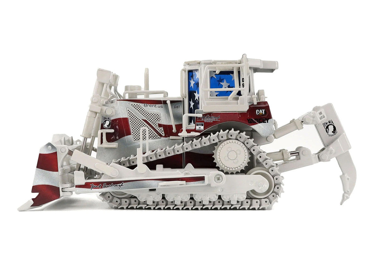 CAT Caterpillar D8T Track Type Tractor with Single Shank Ripper "Brent Scarbrough & Co." Patriotic Livery "High Line" Series 1/50 Diecast Model by Diecast Masters by Diecast Masters