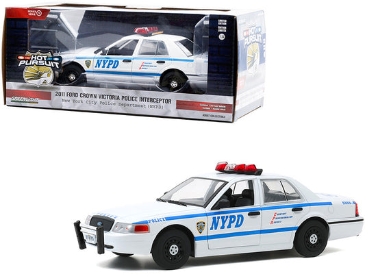 2011 Ford Crown Victoria Police Interceptor "New York City Police Department" (NYPD) White "Hot Pursuit" Series 1/24 Diecast Model Car by Greenlight by Greenlight