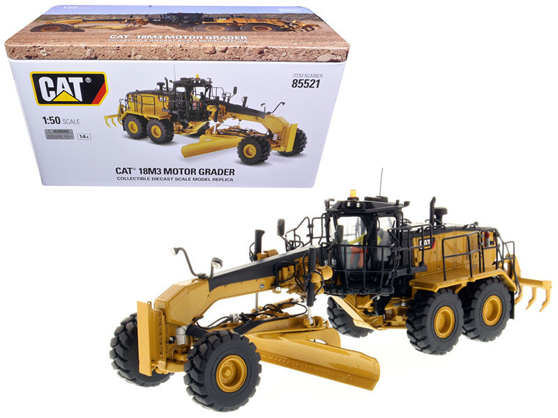 CAT Caterpillar 18M3 Motor Grader with Operator "High Line Series" 1/50 Diecast Model by Diecast Masters by Diecast Masters