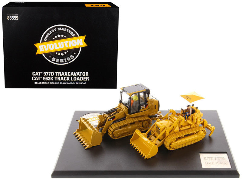 CAT Caterpillar 977D Traxcavator (Circa 1955-1960) and CAT Caterpillar 963K Track Loader (Current) with Operators "Evolution Series" 1/50 Diecast Models by Diecast Masters by Diecast Masters