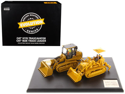 CAT Caterpillar 977D Traxcavator (Circa 1955-1960) and CAT Caterpillar 963K Track Loader (Current) with Operators "Evolution Series" 1/50 Diecast Models by Diecast Masters by Diecast Masters