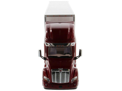 Peterbilt 579 UltraLoft Truck Tractor Red with "CAT Caterpillar" Mural Dry Van Trailer "Transport Series" 1/50 Diecast Model by Diecast Masters by Diecast Masters